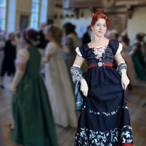 Regency style dress handmade - adjustable for more sizes