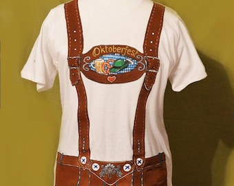 Lederhose T-Shirt Handpainted Gender Neutral