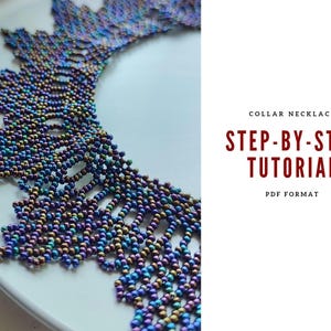 Beaded collar necklace pdf digital tutorial and pattern step-by-step beadweawing