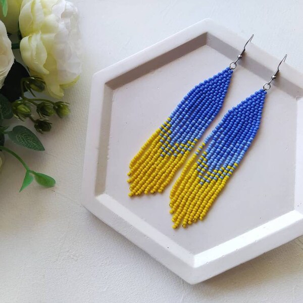 Long Beaded Earrings Etsy