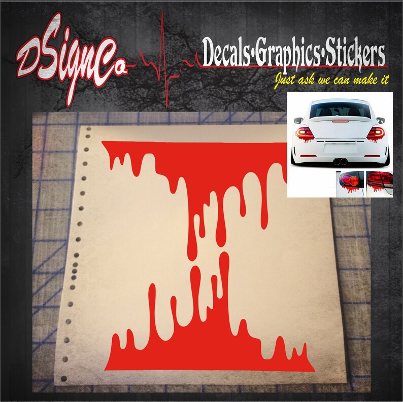 Bloody Car Vinyl Decal Sticker Left and Right image 1