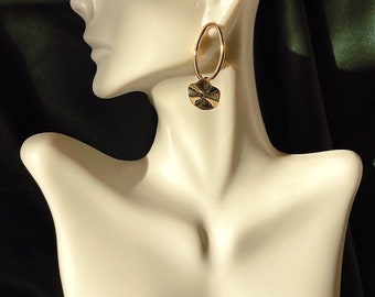Statement Oval Hoop Earrings| Unique Earrings | Dangle Earrings | Abstract Earrings | Abstract Jewelry | Stocking Stuffers | Gold Plated |