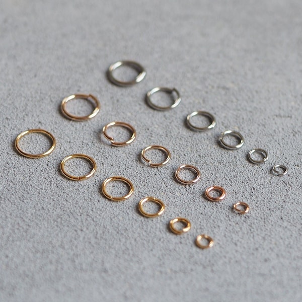 50 Stk. Biegeringe in verschiedenen Größen und Farben, Gold, Silbe, Roségold, Schwarz, Schmuckzubehör Verbindungsringe Jump Rings