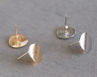 5 paia di orecchini a bottone curvi da 10 mm in ottone, placcato in vero oro 18 carati o placcato in platino in oro o argento, accessori di gioielleria