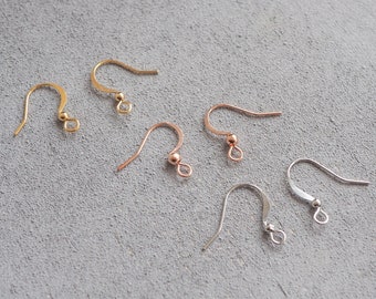 10 Paar Ohrhaken mit Öse, minimalistisch und schlicht in Gold, Silber oder Roségold, Schmuckzubehör Ohrringe DIY Fischerhaken