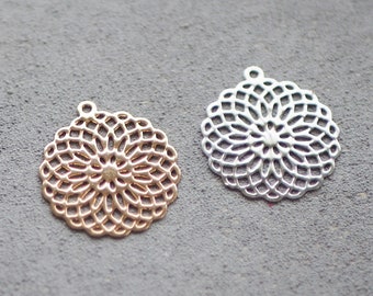 10x filigree mandala pendants made of brass, 25 mm in gold or silver, flower of life, flower of life yoga, jewelry accessories