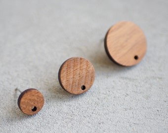 10x Holz Ohrstecker rund, 10mm / 15mm / 20mm, Schmuckzubehör für DIY Schmuck, Kreis Walnuss Holz Ohrringe Ohrschmuck