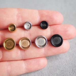 10 ear stud blanks with stainless steel setting in gold, silver, rose gold or black, 6 mm or 10 mm, blank earrings jewelry accessories image 2