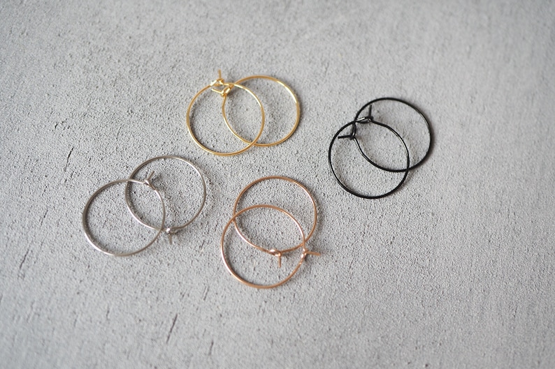 10 pairs of 20 mm hoop earrings, threaders, minimalist and simple, gold, silver, rose gold, black, jewelry accessories image 1