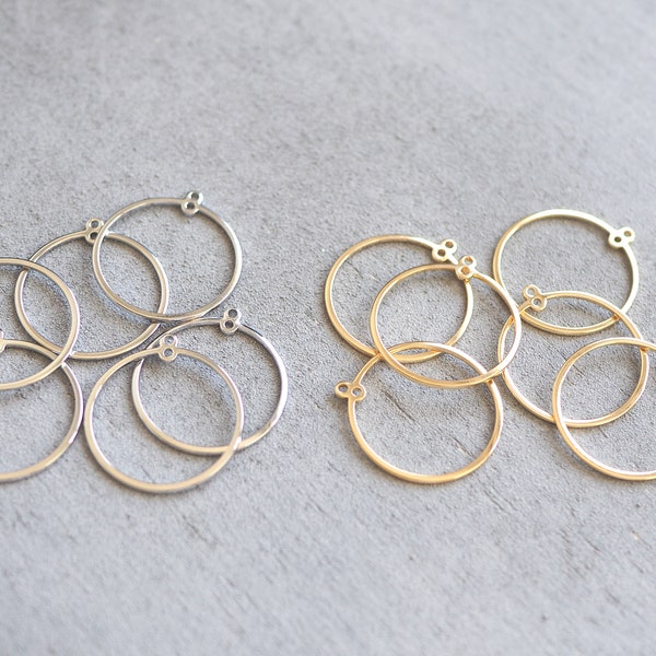 10 connecteurs en forme d'anneau 25 mm avec double oeillet, plaqué or véritable 18 carats ou plaqué argent sterling 925, accessoires bijoux