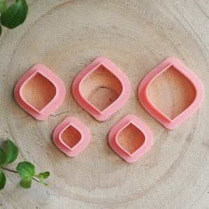 Cookie cutter for modeling clay, square drop tear oval, cutter tool for jewelry making with polymer clay and co.