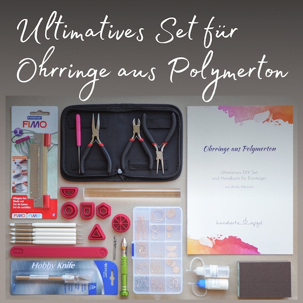 Ultimatives DIY Set: Ohrringe aus Polymerton (FIMO), ausführliches Handbuch für Beginner, Schmuck aus Fimo machen, kreatives Hobby, Geschenk