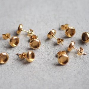 10 ear stud blanks with stainless steel setting in gold, silver, rose gold or black, 6 mm or 10 mm, blank earrings jewelry accessories image 5