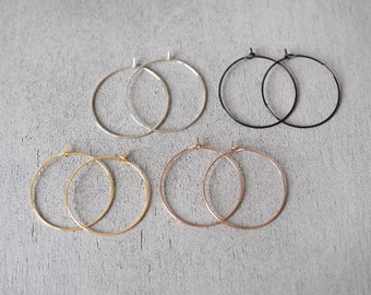 10 Paar 30mm Kreolen, Einfädler, minimalistisch und schlicht, Gold Silber Roségold Schwarz, Schmuckzubehör