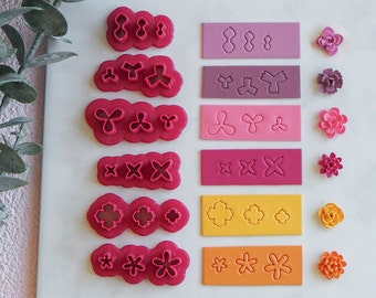 Blüten Ausstecher für Miniatur Blumen aus Polymerton, FIMO Blütenblätter Baukasten Werkzeug für Schmuckherstellung DIY