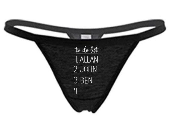 TO DO LIST Custom Names Black Thong Choose Your Text Color