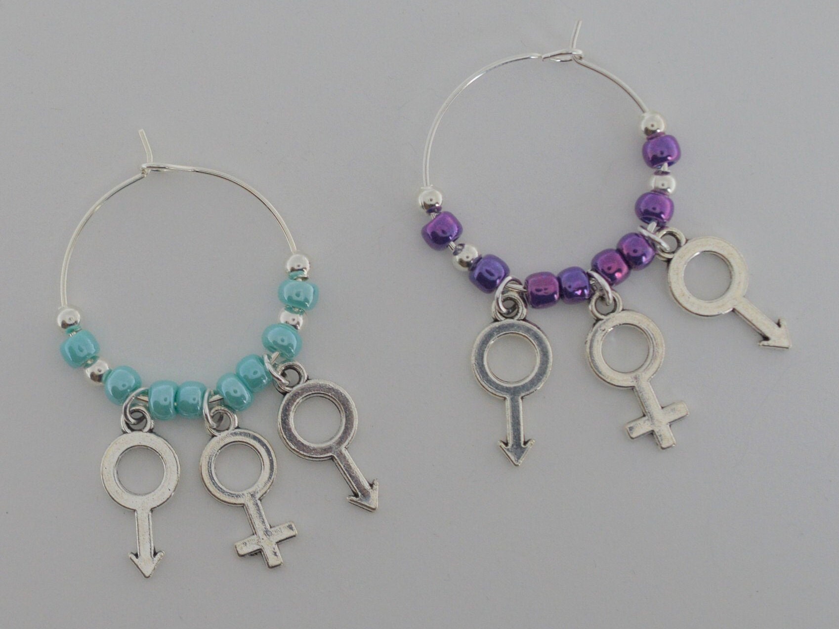 Hot Wife Wine Glass Charm Choose Your Color Threesome Mfm  Etsy