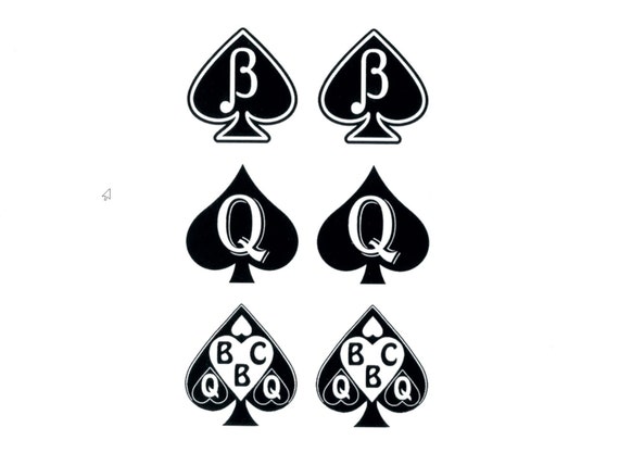 Queen of Spades QOS Set of SIX Temporary Tattoos Black photo