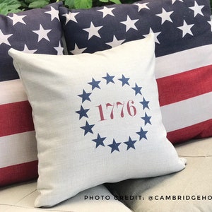 1776 Americana Decor Memorial Day taie d'oreiller - taie d'oreiller en lin - décor de ferme - taies d'oreiller de ferme décor rustique 4 juillet