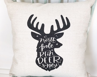 Linen Reindeer Pillow Cover: Christmas Decor