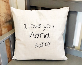 Fodera per cuscino in lino personalizzata con scritta a mano - Regalo personalizzato per la festa della mamma