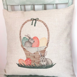 Easter Basket Pillow Cover Decor - Easter Egg Decor Cover - Spring Pillows - Happy Easter Decor - Spring Decor Throw Pillows - Bunny Pillow