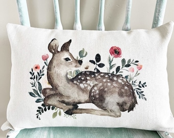 Housse de coussin en lin faon de Pâques : décoration florale de ferme rustique