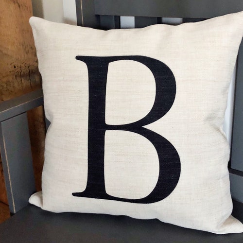 Classic Love Letters Burlap Pillow Initial Pillow Letter Etsy