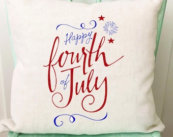Fourth of July Pillow Cover: Linen Americana Farmhouse Decor