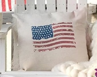 American flag pillow | Etsy Hand painted American flag throw pillow