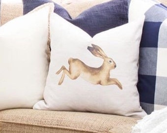 Linen Easter Bunny Pillow Cover: Farmhouse Spring Decor
