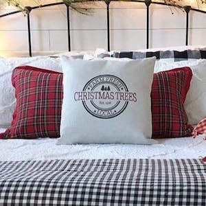 Christmas Tree Farm Pillow Cover - Holiday Throw Pillow -Christmas Pillow Cover - Christmas Decor - Christmas Decorations - Farmhouse Decor