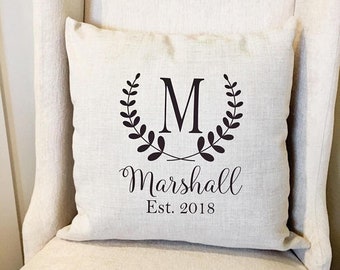 Monogram Pillow Cover - Personalized Name Throw Pillow Cover - Farmhouse Decor - Farmhouse Pillow Covers - Name Wedding Pillow Cover Gift