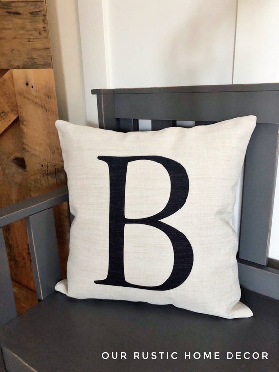 Initial Pillow Cover personalized Letter Pillow Cover Monogram Pillow Wedding Gift Couples Gift Farmhouse Decor Etsy