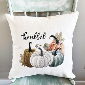 Thanksgiving aesthetic fall pumpkin pattern - beige background Throw Pillow  for Sale by Smitzprints