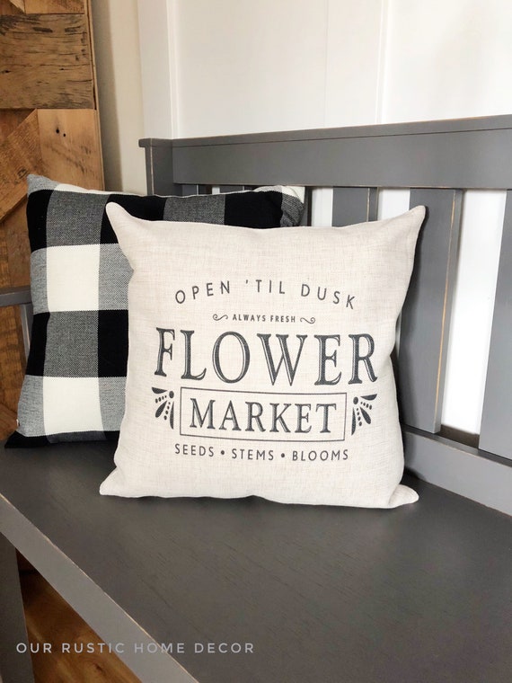 Summer Flower Market Pillow Cover Summer Farmers Market Etsy