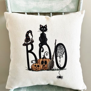 Boo October Halloween Pillow Cover - Halloween Decor - Fall Pillow Cover - Fall Decor Halloween Pillows - Autumn Decor Halloween Decorations