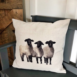 Sheep Farmhouse Pillows - Farmhouse Pillow Cover - Farm Animal Linen Pillow Cover - Farmhouse Pillow Covers - Rustic Decor Pillow