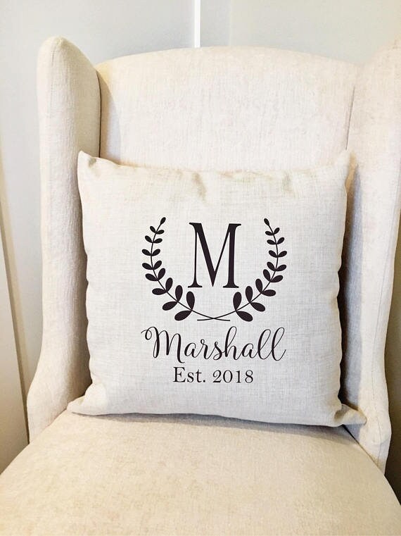 Monogram Pillow Cover Personalized Name Throw Pillow Cover Etsy