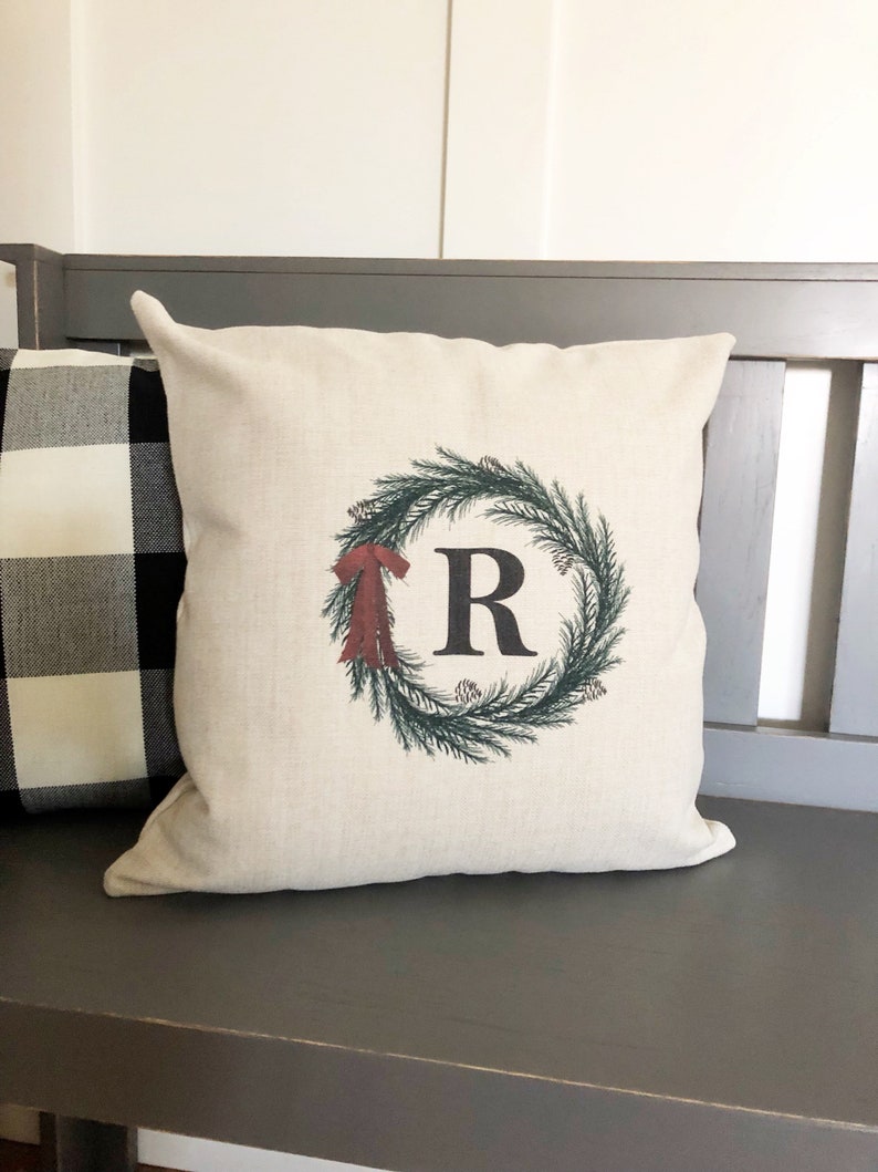 Monogram Pillow Cover Christmas Decorations Throw Pillow Etsy