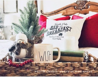 North Pole Bed & Breakfast Linen Christmas Pillow Cover