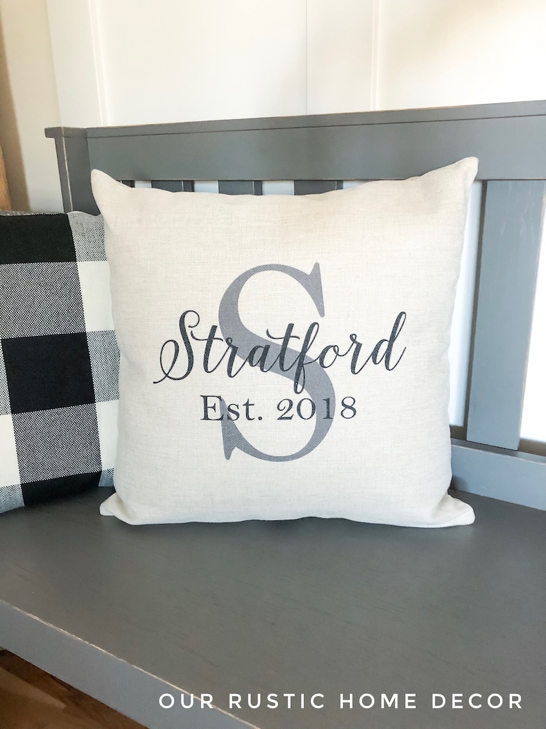 Monogram Pillow Cover Personalized Name Throw Pillow Cover Etsy