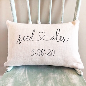 Personalized Wedding Gifts Pillow Cover - Throw Pillow Cover Couples Name Gift & Established Date Custom Pillow - Rustic Wedding Decor