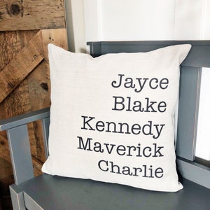 Personalized Family Names Throw Pillow Cover - Farmhouse Custom Cover Kids Grandkids Gift for Mom Grandma Rustic Decor Home Christmas Gift
