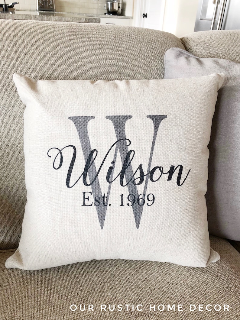 Monogram Pillow Cover Personalized Name Throw Pillow Cover Etsy