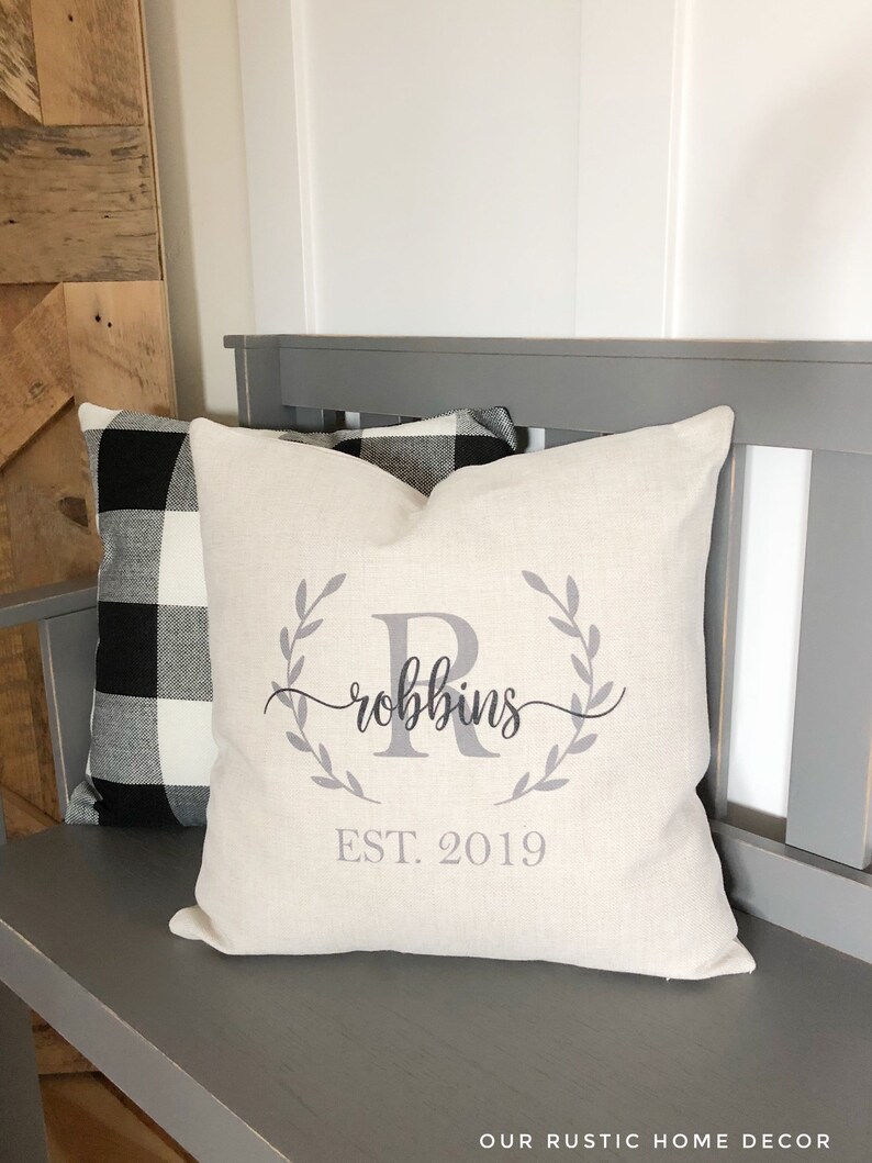 Farmhouse Monogram Pillow Covers Wedding Gift Pillows With Etsy