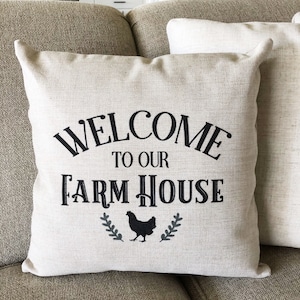 Welcome to our Farmhouse Chicken Farmhouse Pillows - Farm Pillow Cover - Farm Animal  Throw Pillow Cover - Farmhouse Decor - Rooster Decor