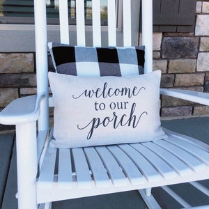 Welcome to our Porch Outdoor Pillow Cover - Linen Pillow Cover - Farmhouse Decor Pillow Covers - Welcome Rustic Pillow Porch Decor