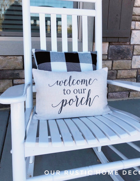 Welcome to Our Porch Outdoor Pillow Cover Linen Pillow Cover