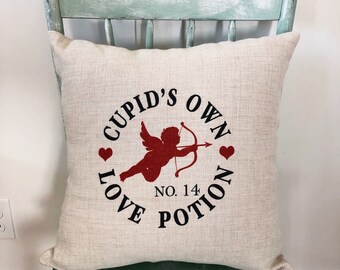 Cupid Valentine's Day Linen Pillow Cover: Heart Home Decor